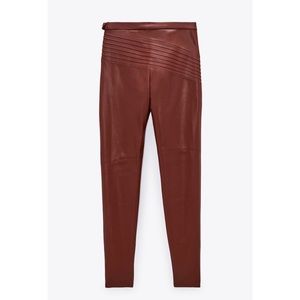 #Cybermondaysale ZARA BURGUNDY FAUX LEATHER LEGGINGS